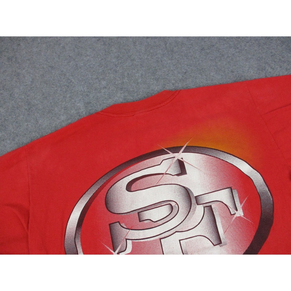 VINTAGE San Francisco 49ers Shirt Mens Large Red Black NFL Football 90s USA - Picture 12 of 16